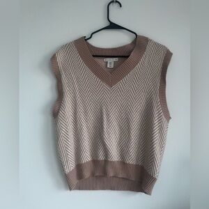 Sincerely Jules Brown and Cream V-Neck Sweater Vest
